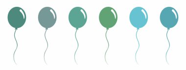 Gri tonlarda, karanlıktan aydınlığa altı balon. Tatil ve çocukluk teması üzerine vektör illüstrasyonu