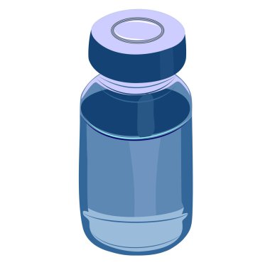 Tıbbi bir tema üzerine vektör çizimi. Bulaşıcı bir hastalığa karşı aşı aşısı olan bir penisilin şişesi ya da ampul.