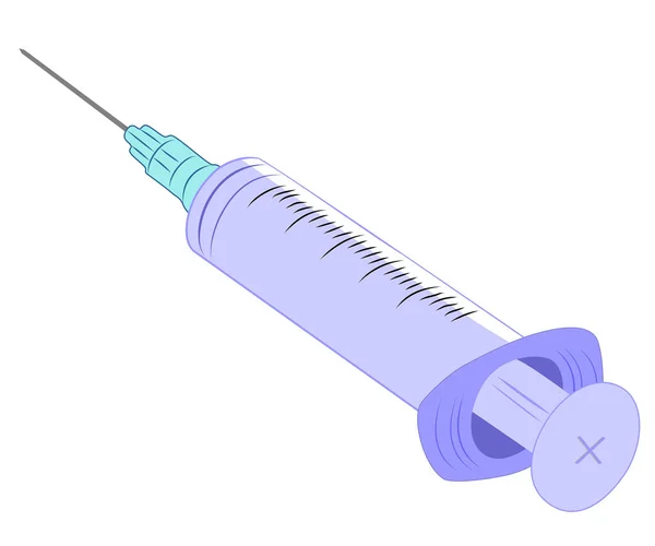 Tıbbi bir tema üzerine vektör çizimi. Bulaşıcı bir hastalığa karşı aşı enjeksiyonu için bir şırınga resmi.. — Stok Vektör