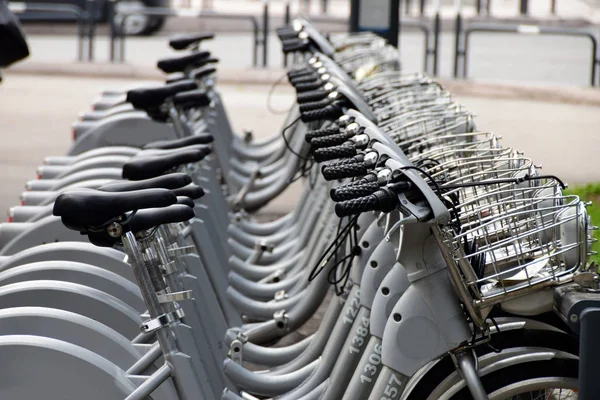 Electric bicycles on the bicycle parking on the street