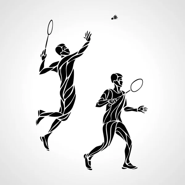 Abstrait hommes doubles joueurs de badminton ector eps10 — Image vectorielle