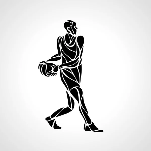 Baloncesto jugador silueta abstracta — Vector de stock