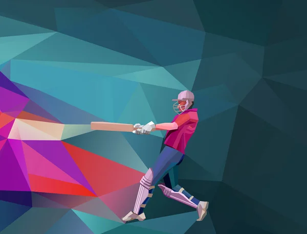 Abstrait joueur de cricket polygonal low poly illustration — Image vectorielle