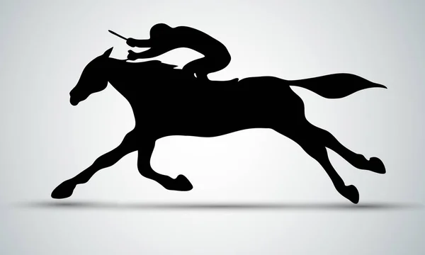 Course de chevaux. Sport équestre. Silhouette de course avec jockey — Image vectorielle