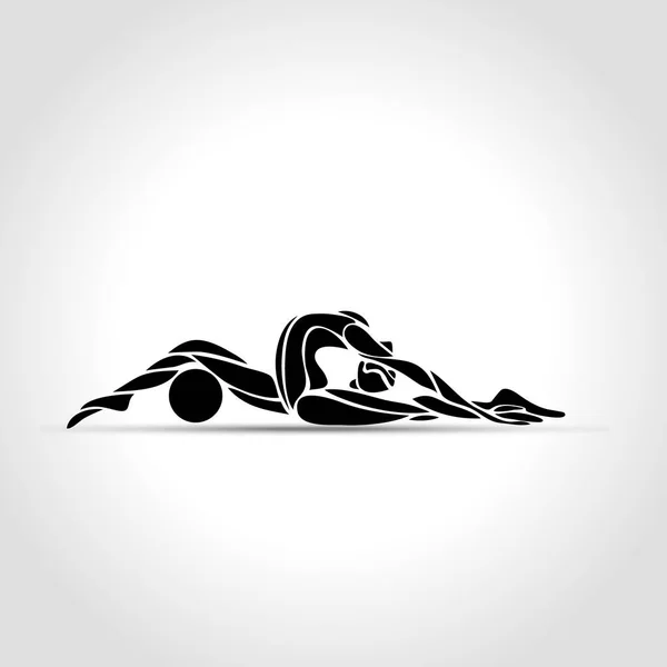 Silhouette de gymnastique rythmique art fille avec balle — Image vectorielle