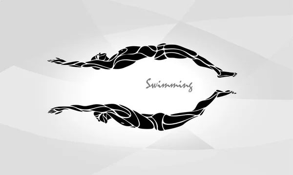 Silhouette Nuoto Sport. Illustrazione vettoriale nuotatori Eps10 — Vettoriale Stock