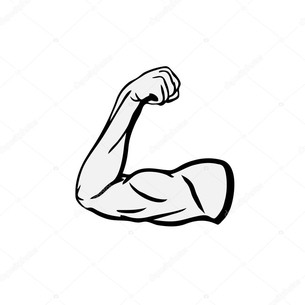 Strong Bodybuilder Biceps Flex Arm Vector Icon