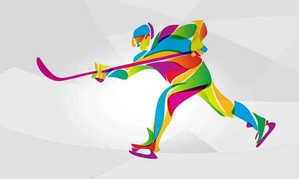 Hockey spelare abstrakta färg silhuett vektor illustration eps8 — Stock vektor