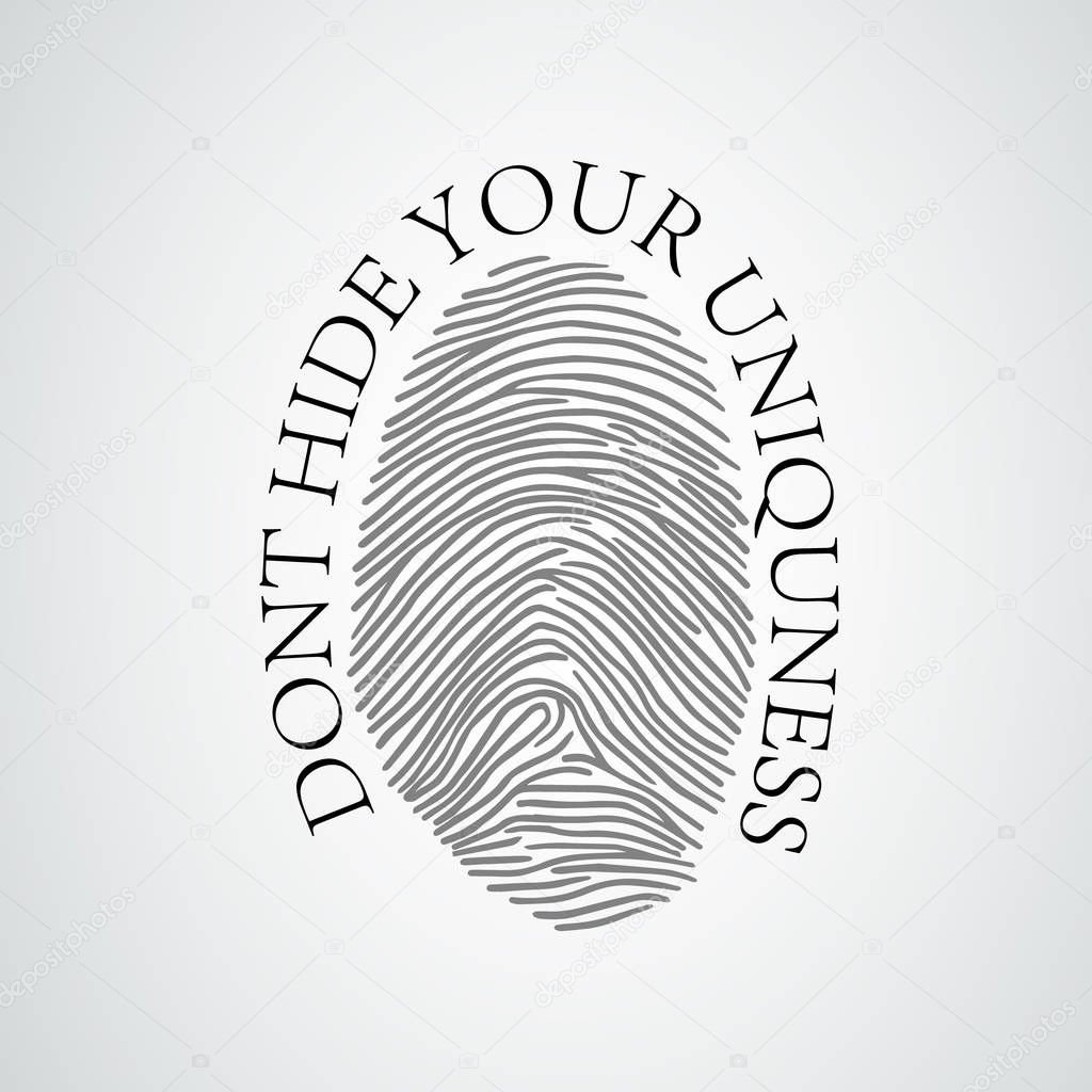 Black silhouette of fingerprint vector illustration. Uniquness concept
