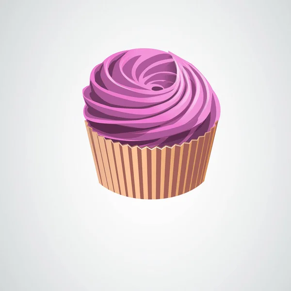 Realista rosa creme cupcake vetor eps10 ilustração —  Vetores de Stock