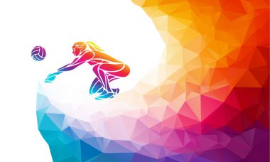 Voleybol kadın oyuncusu. Takım spor vektör Çokgen Banner