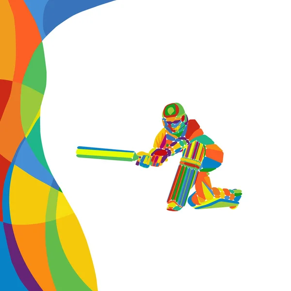 Abstract cricket speler vector multi kleur heldere illustratie — Stockvector