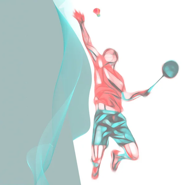 Abstrakter professioneller Badmintonspieler mit Platz für Flyer, Poster, Web, Broschüre, Magazin. — Stockfoto