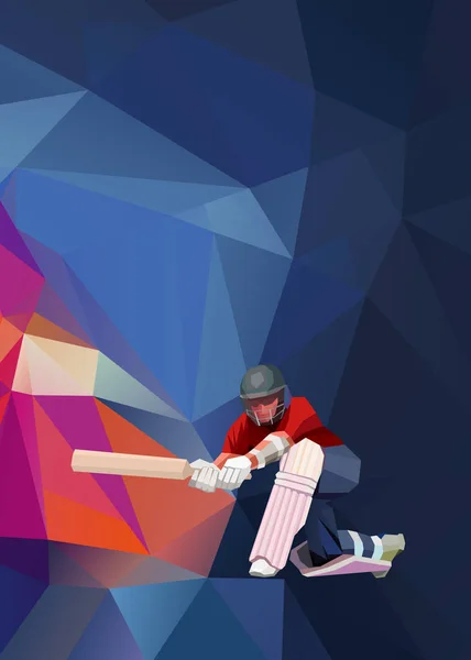 Abstrakta cricket spelaren polygonal låg poly illustration — Stockfoto