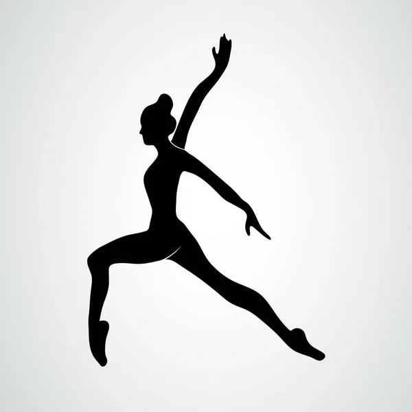 Danseuse debout sur une jambe. Silhouette élégante noire sur fond blanc — Image vectorielle