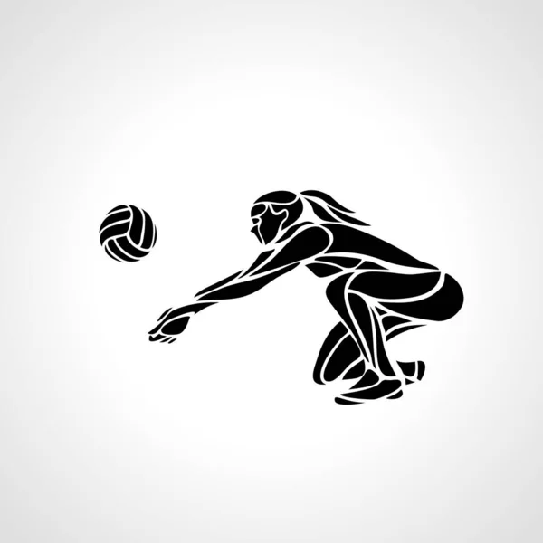 Donna pallavolo giocatore silhouette palla di passaggio vettoriale eps10 — Vettoriale Stock