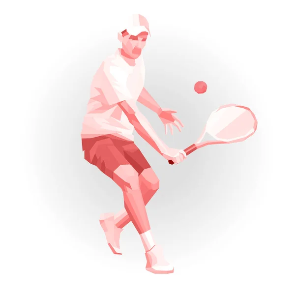 Joueur de tennis, illustration vectorielle géométrique basse eps10 — Image vectorielle