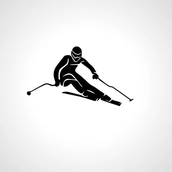 ジャイアント スラローム スキー レーサーのシルエット。ベクトル図 — ストックベクタ