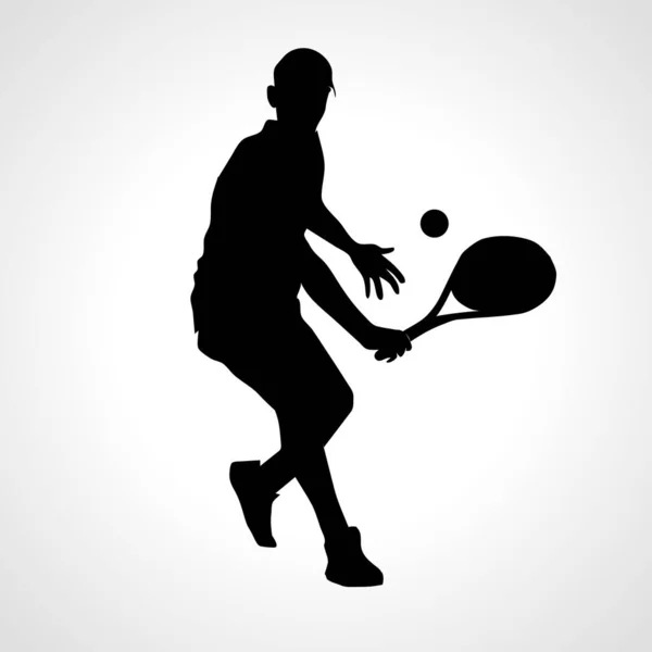 Vektor-Tennisspieler. schwarze Silhouette auf weißem Hintergrund — Stockvektor