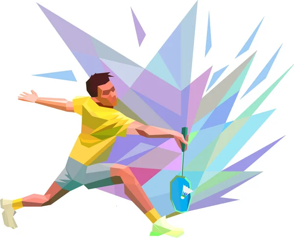 Polygonal geometrisk låg poly professionell badminton spelare — Stockfoto