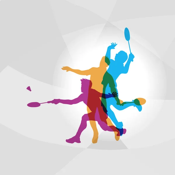 Modern Badminton Players In Action Logo Διάνυσμα — Διανυσματικό Αρχείο