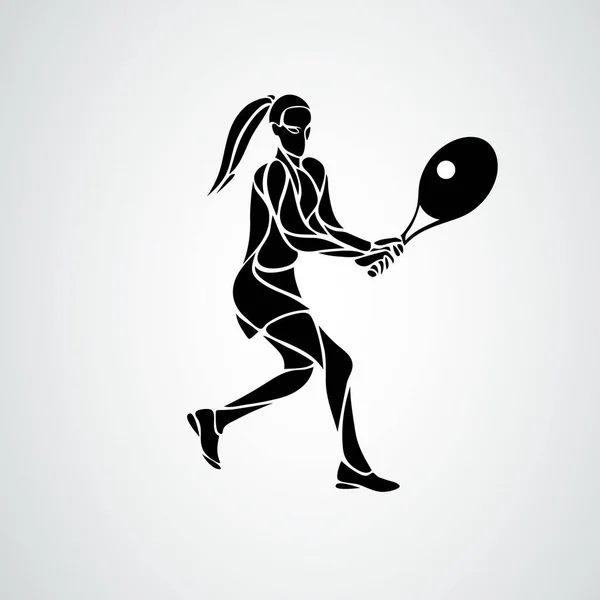 Joueuse de tennis silhouette vectorielle abstraite stylisée féminine — Image vectorielle