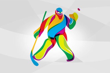 Hokey oyuncusu kaleci soyut renk silueti E10