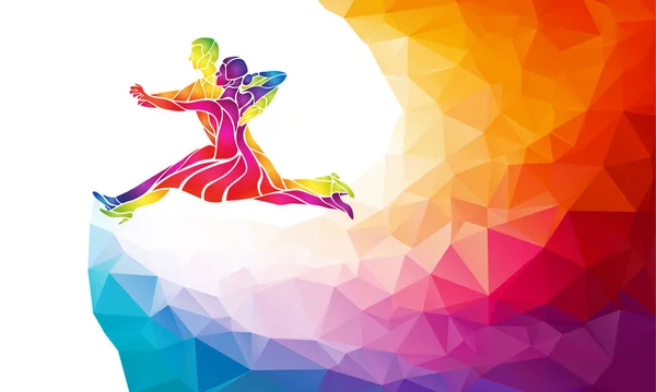 Des silhouettes de danse de couple en salle de bal. Vite ! Silhouette vectorielle détaillée multicolore des danseurs de salon. — Image vectorielle