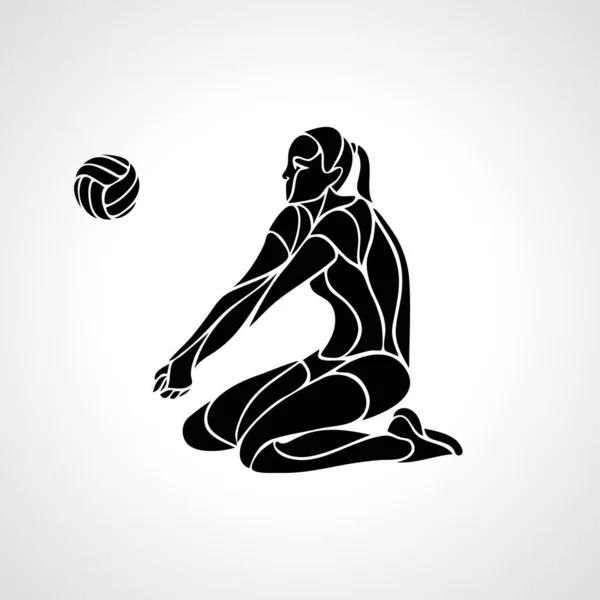 Joueuse de volley-ball femme silhouette passant balle vecteur eps10 — Image vectorielle