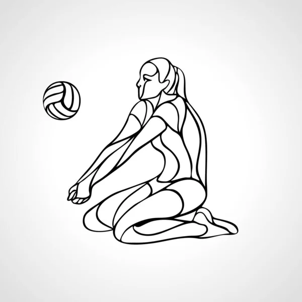 Joueuse de volley-ball femme silhouette passant balle vecteur eps10 — Image vectorielle