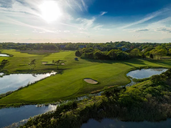 Vista Ariale Bellissimo Campo Golf Sulla Spiaggia — Foto Stock