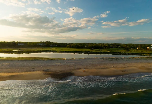 Zonsondergang Boven Golfbaan Oceaan — Stockfoto
