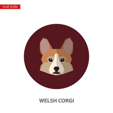 Galce corgi baş vektör turkuaz daire düz simgesi. Bu kullanılabilir logo, sembol, simge, Infographic öğesi olarak -.