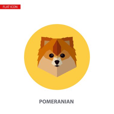 Pomeranian baş vektör turkuaz daire düz simgesi. Bu kullanılabilir logo, sembol, simge, Infographic öğesi olarak -.