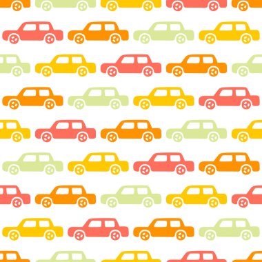 Doodle araba arka plan. Vektör sorunsuz bebek çocuk modeli. Doku duvar kağıdı, dolgular, web sayfası arka planı için.