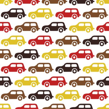 Doodle araba arka plan. Vektör sorunsuz bebek çocuk modeli. Doku duvar kağıdı, dolgular, web sayfası arka planı için.