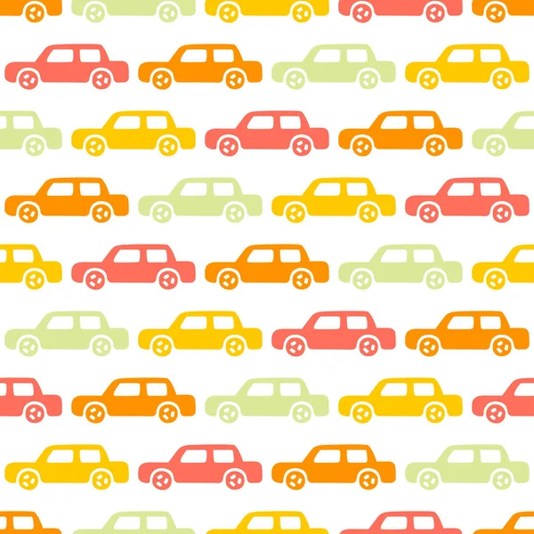 Doodle araba arka plan. Vektör sorunsuz bebek çocuk modeli. Doku duvar kağıdı, dolgular, web sayfası arka planı için.