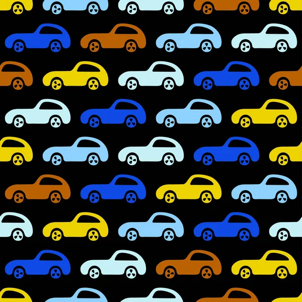 Doodle araba arka plan. Vektör sorunsuz bebek çocuk modeli. Doku duvar kağıdı, dolgular, web sayfası arka planı için.