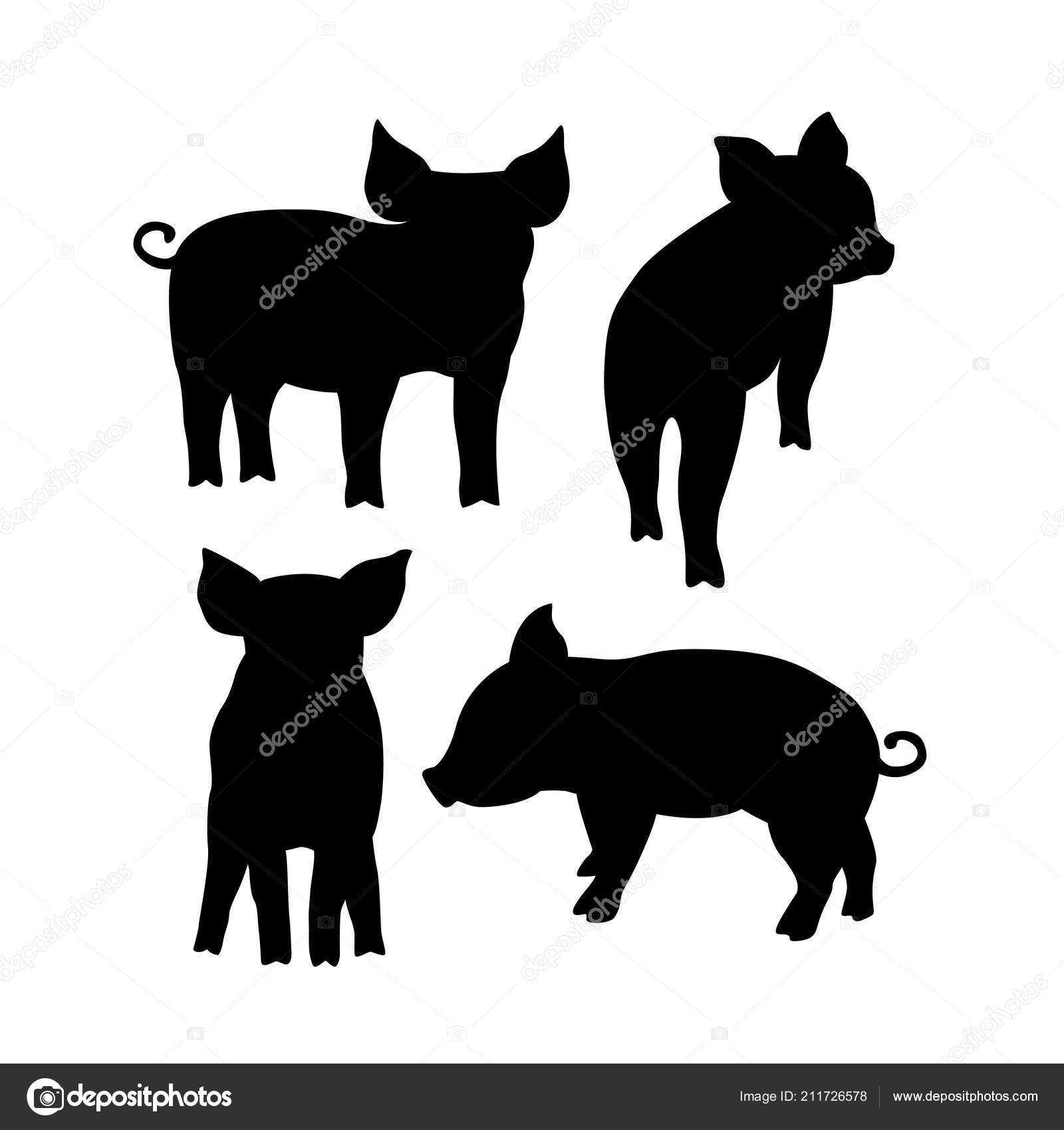 Download Black Pig Silhouette Vector Illustration Your Cute Design ...