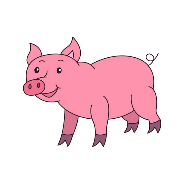 Маленький Смешной Свиной Мультик Векторная Иллюстрация Вашего Милого Дизайна — стоковый вектор