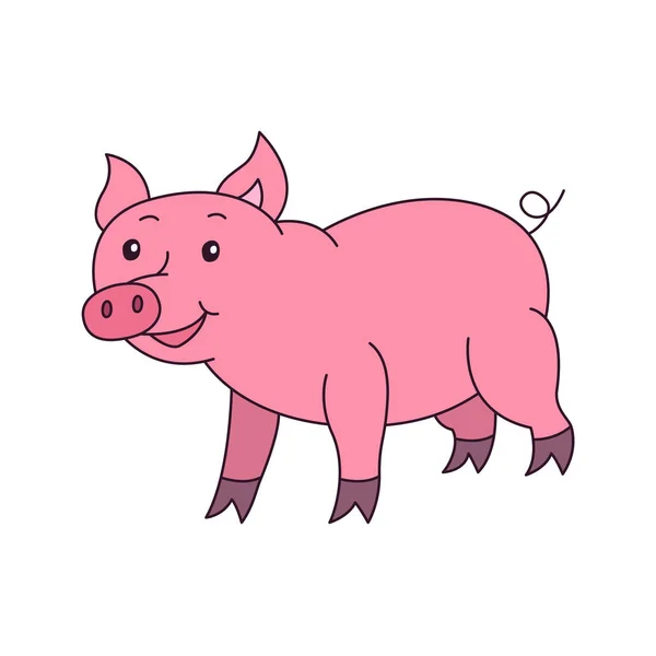 Pequeña Caricatura Divertida Cerdo Ilustración Vectorial Para Lindo Diseño — Vector de stock