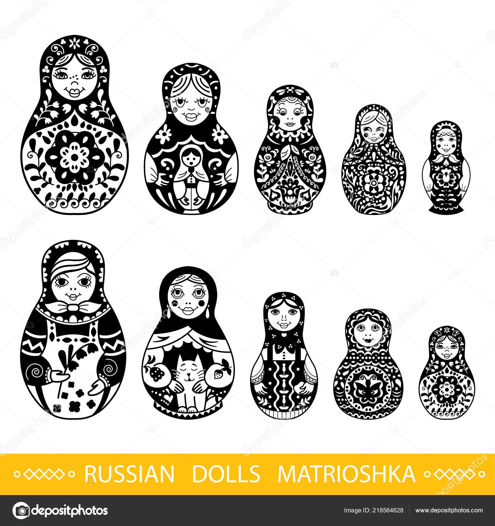 black and white nesting dolls