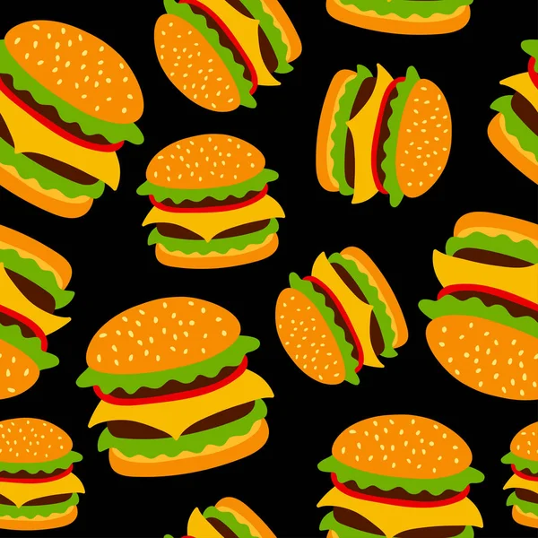 Patrón Sin Costura Vectorial Con Hamburguesa Puede Ser Utilizado Para — Archivo Imágenes Vectoriales