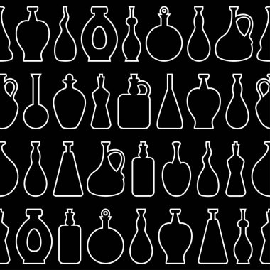 Şarap şişeleri ile sorunsuz vektör desen. Sonsuz doku duvar kağıdı, dolgu, web sayfası arka planı, yüzey dokusu.