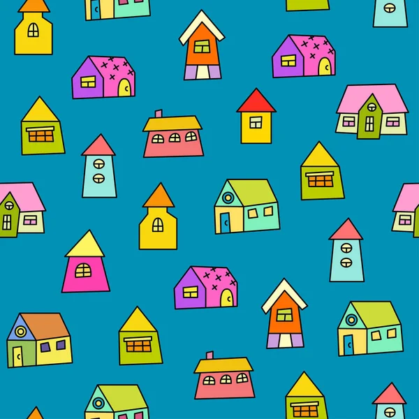 Doodle Dibujado Mano Patrón Ciudad Sin Costuras Fondo Pantalla Abstracto — Archivo Imágenes Vectoriales