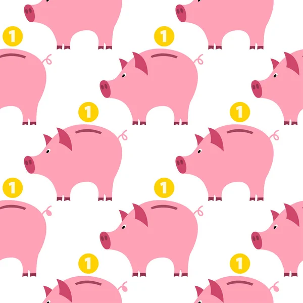 Piggy Bank Seamless Pattern Puede Utilizar Para Papel Pintado Relleno — Vector de stock