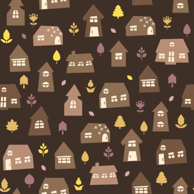 Bitkiler seamless modeli ile el çekilmiş şehir doodle. Soyut duvar kağıdı. Vektör çizim şirin tasarımınız için.