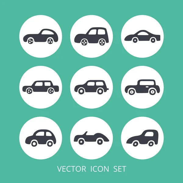 Conjunto Ícones Carro Vector Web Ícones Transporte Móveis Design Plano —  Vetores de Stock