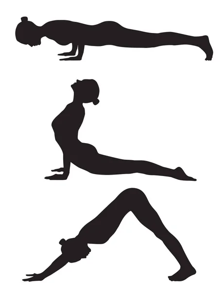 Drei Mädchen Yoga Silhouette Kann Als Logo Piktogramm Symbol Infografik lizenzfreie Stockvektoren