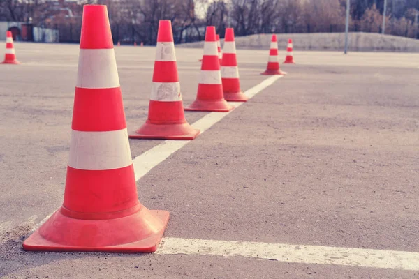 Cones block the road due to the ban on travel to the coronavirus quarantine zone